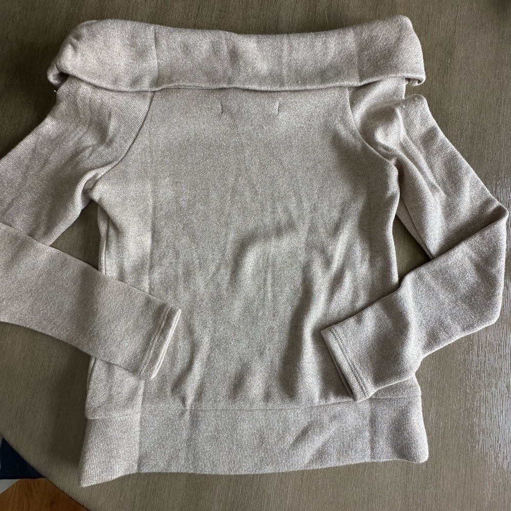 White House Black Market Cream sparkle Off-Shoulder Sweater - Picture 5 of 5